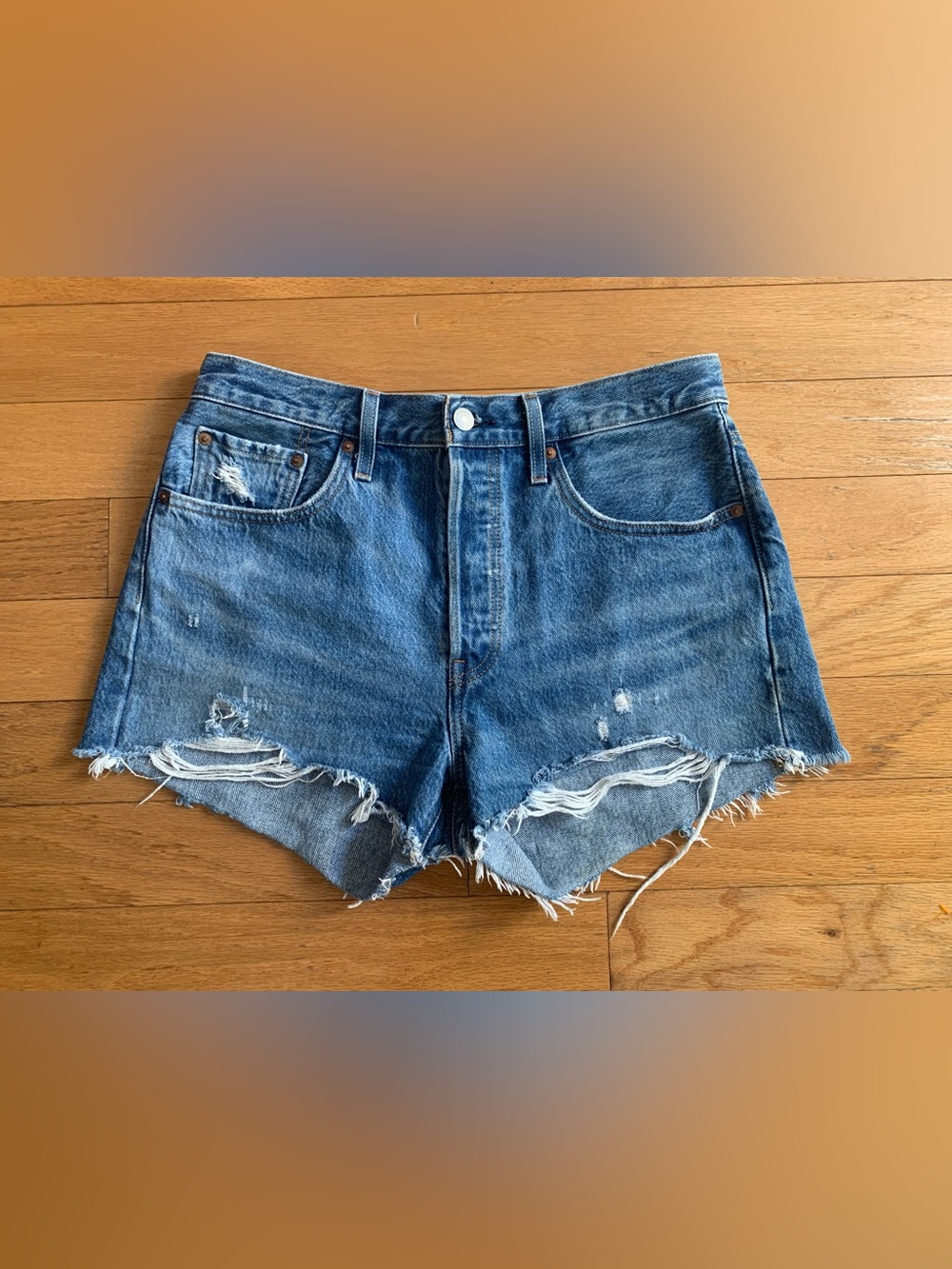 Levi's Distressed Button-fly Cutoff Denim Shorts - Blue, Size 28